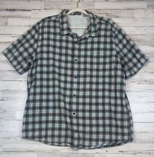 Toad&Co Mens XXL Plaid Short Sleeve Button Up Shirt 100% Organic Cotton Casual